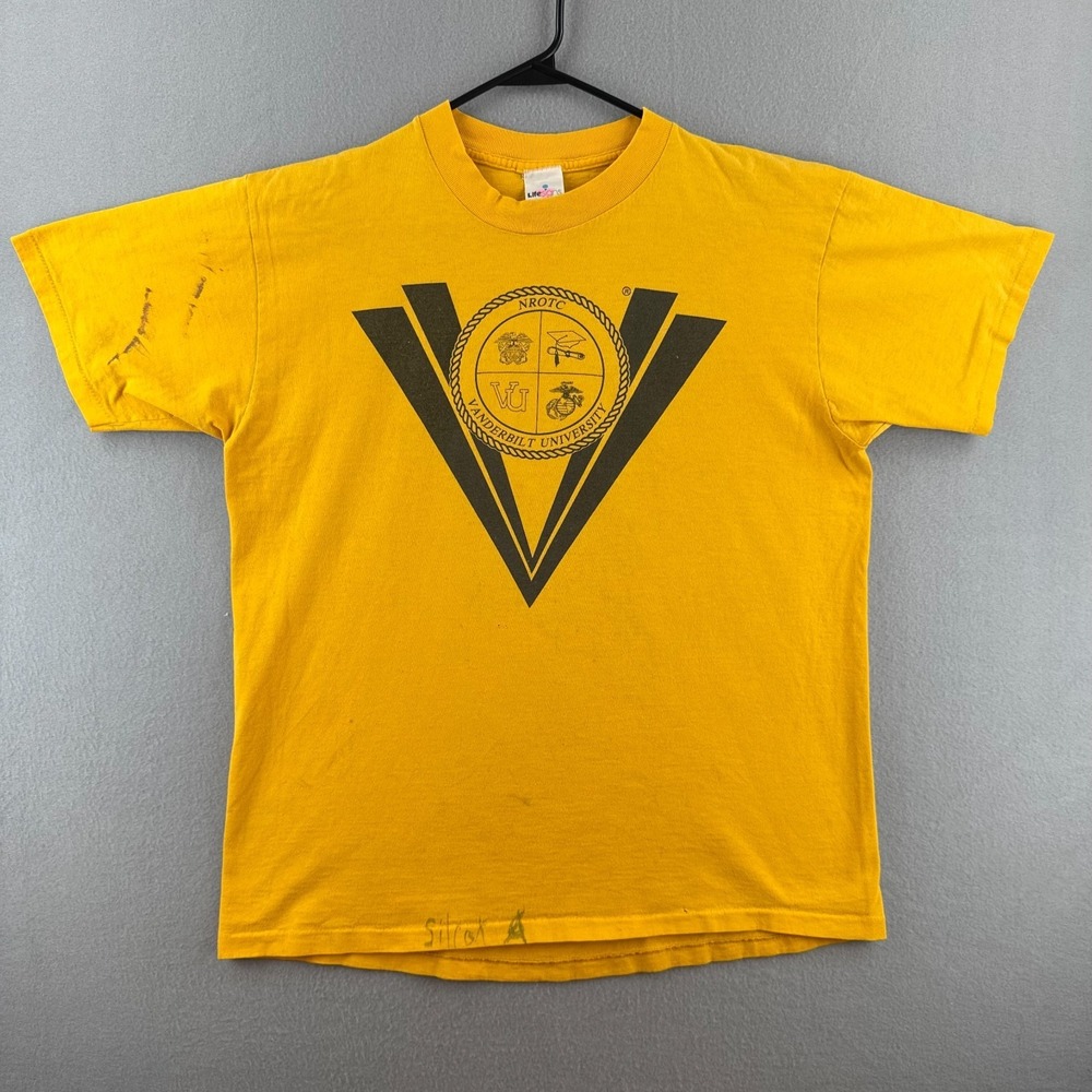 Vintage Vanderbilt University Shirt Mens Large Yellow Single Stitch 90s USA - Picture 1 of 16